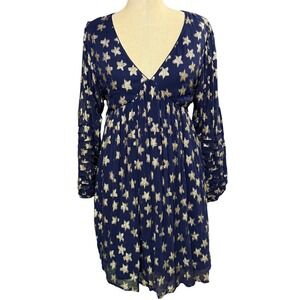 NEW Ciebon L Mini Dress Navy Sparkly Gold Star Celestial Party Whimsy Babydoll
